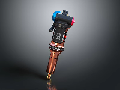 Professional Copper Pneumatic Spray Gun With Black Blue Red Components 3d model