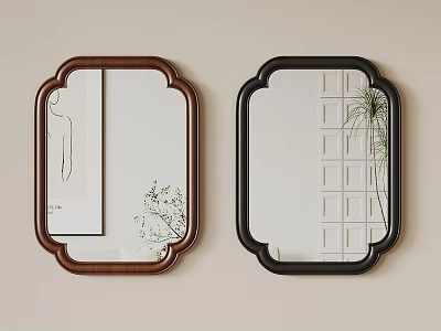 Decorative Mirrors With Brown And Black Frames For Home Wall Decor 3d model