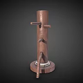 Wooden Standing Martial Arts Training Dummy With Multiple Arms And Stable Base 3d model