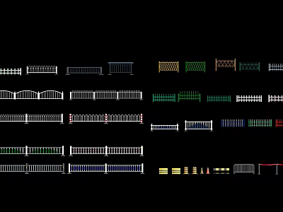 Various Colorful Fence Types And Designs With Different Styles And Patterns 3d model