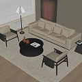 Quiet sofa tea table combination 3d model