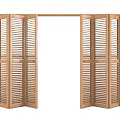 Wooden Louvered Folding Doors Open for Modern Interior Design 3d model