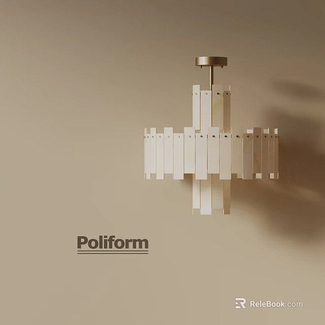 Modern Poliform Chandelier Featuring White Slatted Design And Metal Ceiling Mount 3d model
