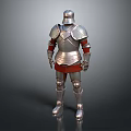 Medieval Knight Armor As Historical Weapon With Silver Steel Red Lining
