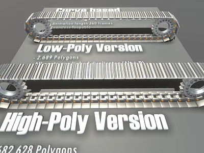 Tank 3D Models Low Poly and High Poly Versions with Polygon Counts 7889 and 182628 3d model