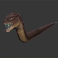 Mythical Serpent Character With Horned Head Scaled Body And Fierce Open Mouth