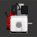 Red And White Small Gasoline Engine With Starter Handle And Cooling Fan Housing