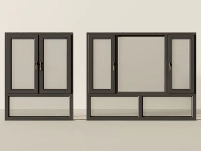 Modern Black Frame Aluminum Casement Windows With Double Glazed Panels And Sleek Design 3d model