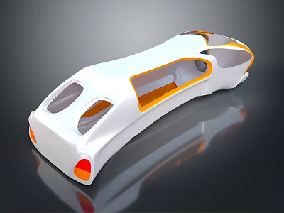 Modern White Car Exterior With Sleek Body Curved Lines And Orange Accents 3d model