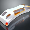 Modern White Car Exterior With Sleek Body Curved Lines And Orange Accents