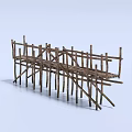 Rustic Handmade Twig Bridge With Wooden Support Frames And Simple Design