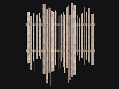 Natural Bamboo Wall Decor With Vertical Strips And Modern Minimalist Design 3d model