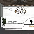 Modern Front Desk Reception Area With White Counter Logo Green Plants And Ceiling Lights