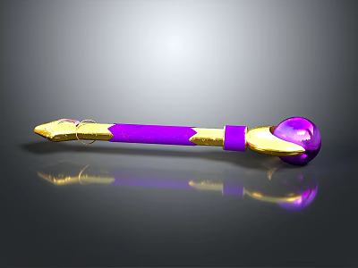 Ornate Purple Scepter With Golden Tip Accents And Shiny Purple Orb 3d model