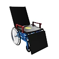 Black Seat Wheelchair With Red Armrests Blue Frame Black Footrest And White Wheels