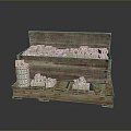 Daily Living Supplies Packed in Wooden Box on Pallet with Stacked White Cubes