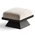 Elegant Modern Beige Padded Sofa Stool With Black Geometric Wooden Base 3d model