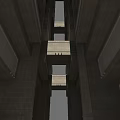 Modern Concrete Architectural Structure With Layered Beams And Open Space 3d model