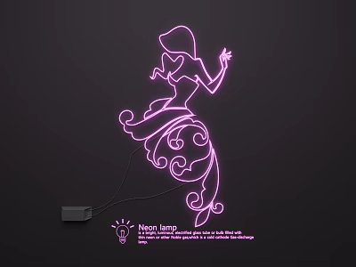 Elegant Neon Lamp Lighting Combination Featuring Pink Female Silhouette Design For Home Decor 3d model