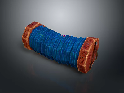 Industrial Cylindrical Equipment With Blue Striped Body And Brown Ends 3d model