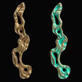 Modern Wave Shaped Metal Wall Decor With Hollow Out Design And Textured Gold Turquoise Finish