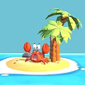 Scenic Tropical Island With Sandy Beach Palm Trees Red Crab And Clear Blue Water