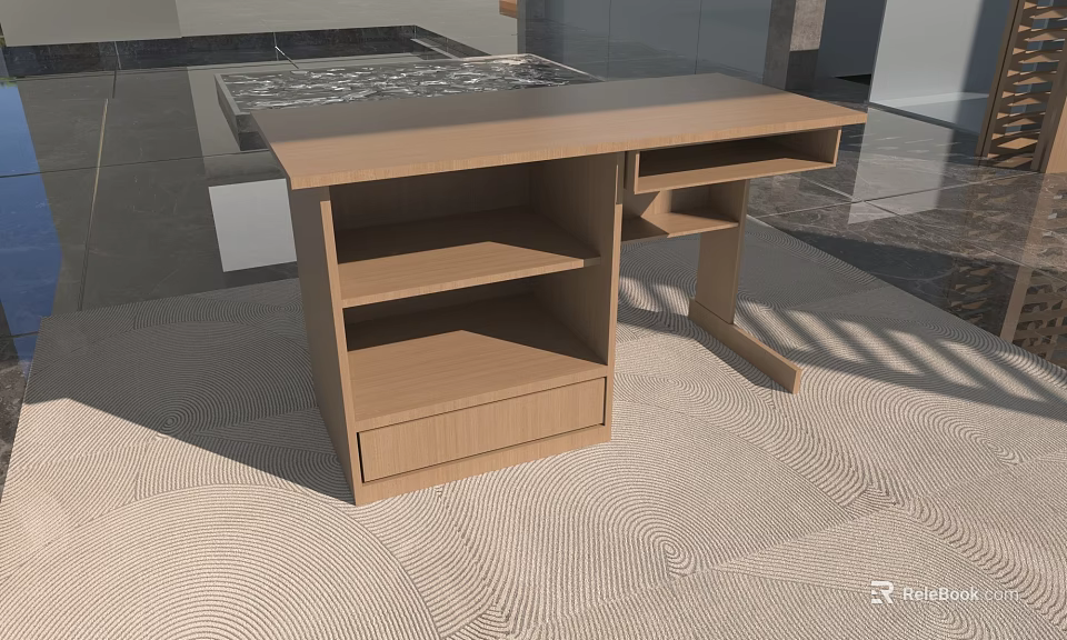 Modern Wooden Wardrobe Design With Open Shelves And Drawer Storage Space 3d model 