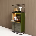 Modern Stylish Wine Cabinet With Built in Lighting Drawers And Wine Glasses