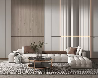 Modern corner sofa coffee table combination 3d model