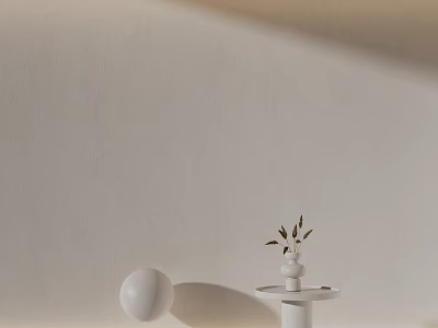 Minimalist Sofa Background Wall With Sphere And Plant Decor 3d model