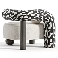Unique Modern Leisure Chair With Geometric Pattern Backrest And Soft Boucle Seat Spherical Wooden Legs