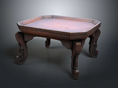 Vintage Wooden Octagonal Table With Intricate Carved Legs And Decorative Design 3d model