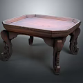 Vintage Wooden Octagonal Table With Intricate Carved Legs And Decorative Design