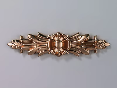 Copper Toned Ornamental Carving with Intricate Floral Leaf Patterns and Central Circular Design 3d model
