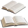 Open Books with White Pages Displaying Printed Text Content on White Background 3d model