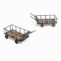 Two Utility Hand Carts With Metal Frames Wooden Floors And Wheels