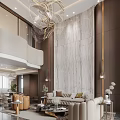 Luxurious Duplex Living Room With Marble Wall And Modern Furniture