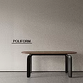 POLIFORM Dining Table With Brown Top And Black Legs In Minimalist Interior Setting 3d model