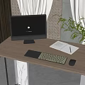 Modern computer display mouse keyboard combination 3d model