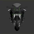 Kawasaki Black And Green Sports Motorcycle With Modern Sleek Body And Green Frame