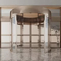 Modern Revolving Door With Metal Frame Glass Panels And Marble Floor