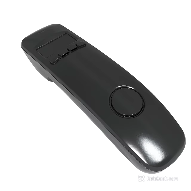 Black Plastic Remote Control With Circular Button And Simple Design For Electronics 3d model 