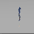 Fantasy Blue Spiked Sword With Red And Yellow Decorative Accents