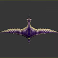 Fantasy Character Interacting With Purple Yellow Winged Creature Having Glowing Parts And Streamlined Form