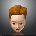 3D Model Head With Orange Hair Blue Eyes And Detailed Facial Features