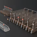 Industrial Equipment For Transportation Hubs With Multiple Metal Turnstiles And Pedestrian Access