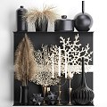 Black decorative ornaments Coral and reed decorative ornaments 3d model