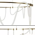 Minimalist Modern Chandelier With Brass Circular Frame And White Curved Tubes