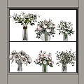 Assorted Flower Bouquets In Decorative Vases On Home Display Shelves