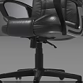 Black Leather Office Chair With High Backrest Armrests Swivel Base And Wheels